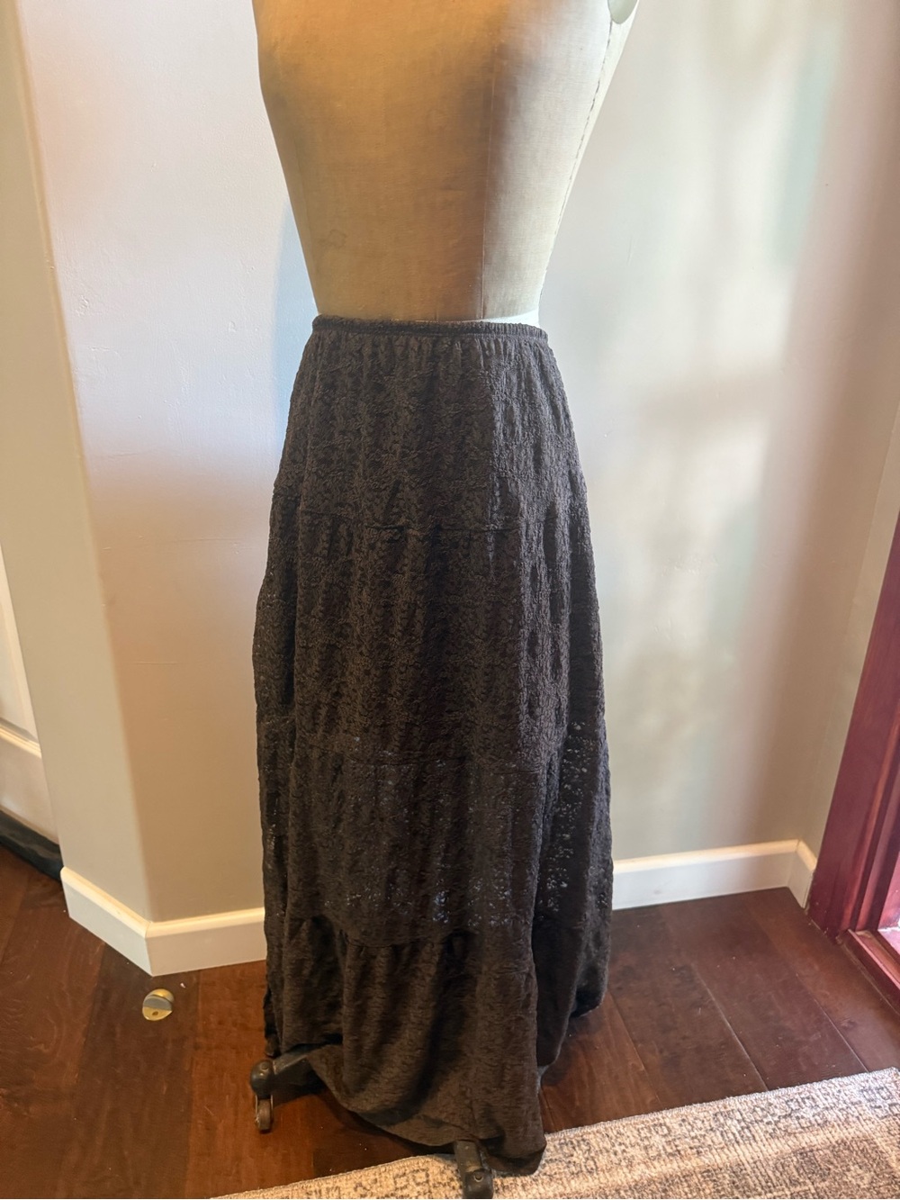 No Boundaries Chocolate Brown Tiered Maxi Skirt